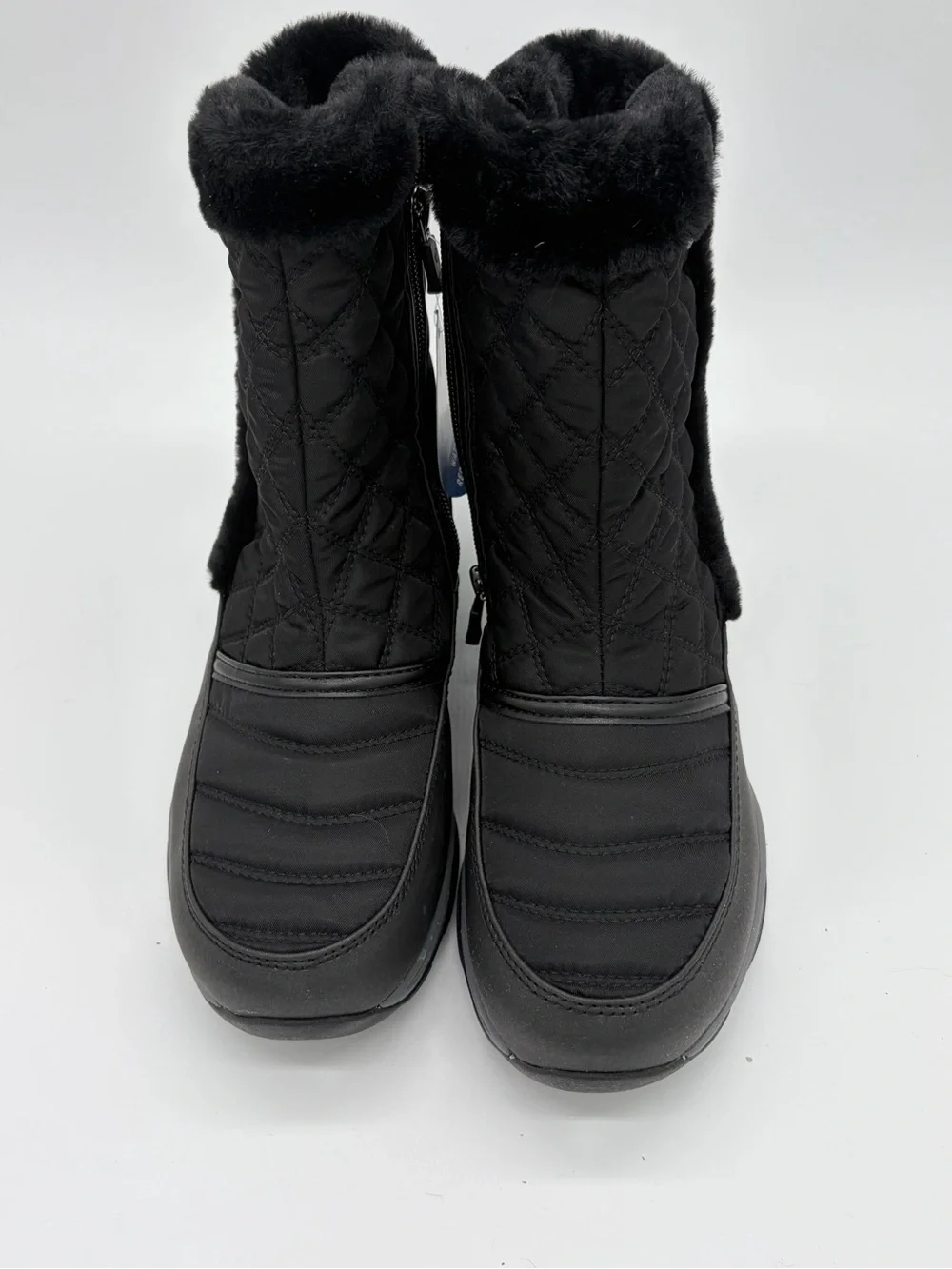 Easy Spirit Black Quilted Faux-Fur Winter Boots